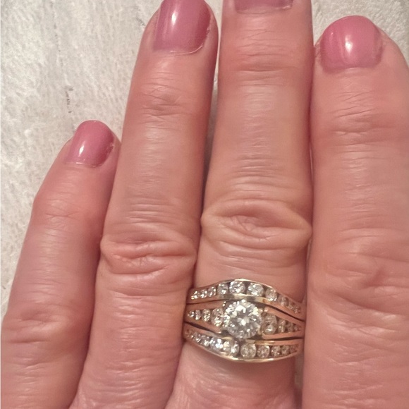 Vintage ladies wedding set, stamped 14k yellow gold, 1.20 carats. - Picture 8 of 9